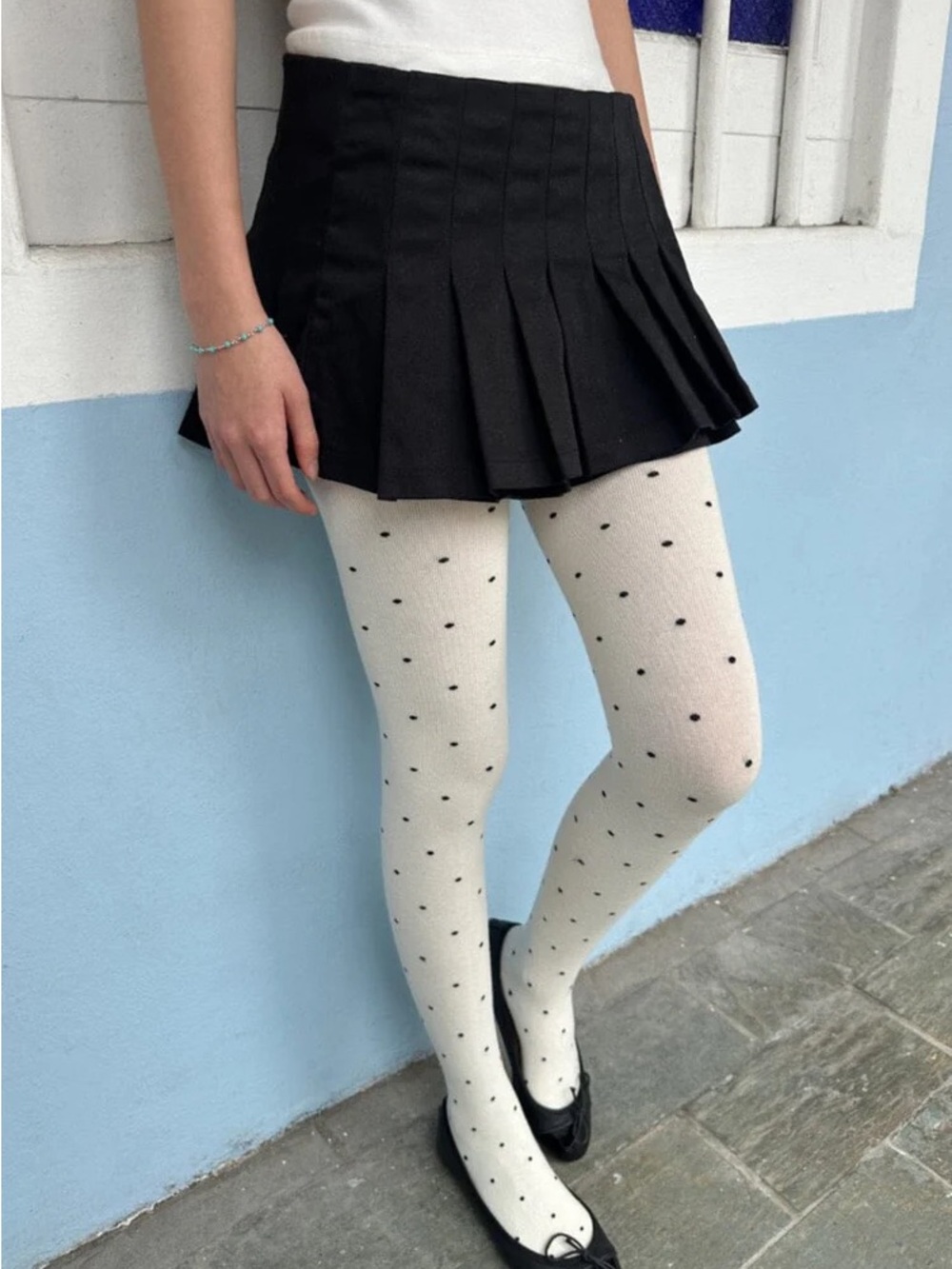 Brandy melville Cream Polka Dot Tights
